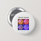 Pop Art Basketbal Jouw naam Ronde Button 5,7 Cm (Voorkant /achterkant)