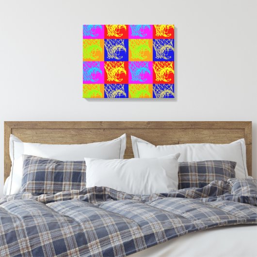 Pop Art Basketbal Uniek Trendy Ingewikkeld Canvas (Insitu (Slaapkamer))