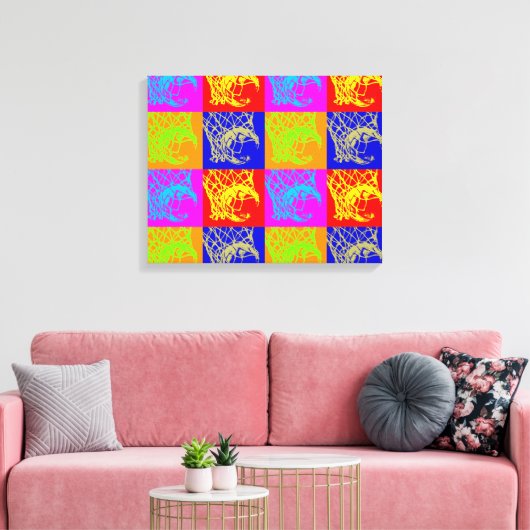 Pop Art Basketbal Uniek Trendy Ingewikkeld Canvas (Insitu (Woonkamer))