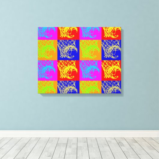 Pop Art Basketbal Uniek Trendy Ingewikkeld Canvas (Insitu (Houten vloer))