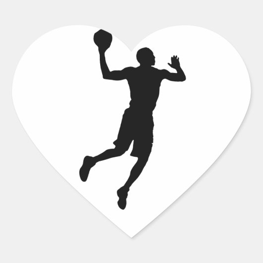 Pop Art Basketball Player Silhouette Hart Sticker (Voorkant)