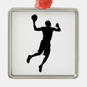 Pop Art Basketball Player Silhouette Metalen Ornament