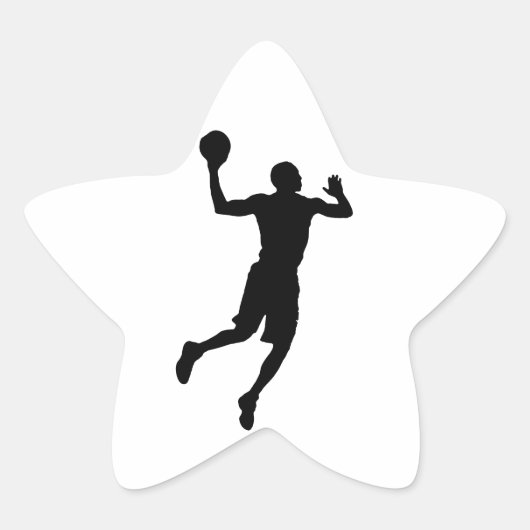 Pop Art Basketball Player Silhouette Ster Sticker (Voorkant)