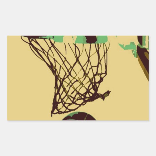 Pop Art Basketball Rechthoekige Sticker (Voorkant)
