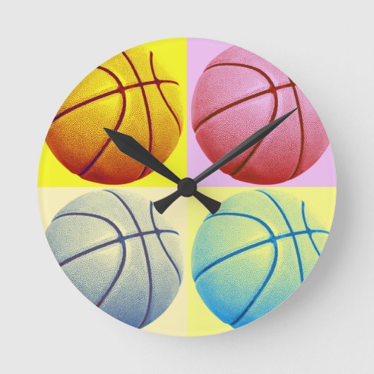 Pop Art Basketball Ronde Klok (Voorkant)