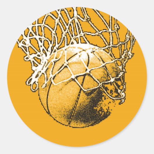 Pop Art Basketball Ronde Sticker (Voorkant)
