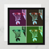 Pop Art Basketball Uitnodiging (Voorkant / Achterkant)
