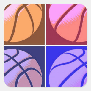 Pop Art Basketball Vierkante Sticker