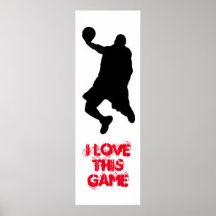 Pop Art Basketbalspeler Silhouette Door Poster