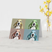Pop Art Basset Hound Carte d'anniversaire (Fleur jaune)