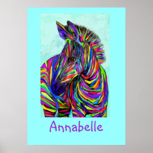 pop art bébé zèbre personnalisable affiche