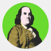 Pop Art Ben Franklin Ronde Sticker (Voorkant)