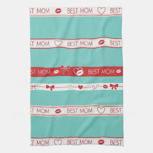 Pop Art BESTE MOM Streep – Krachtige Retro Liefde Theedoek