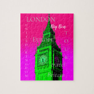 Pop Art Big Ben London Travel Pink Green Legpuzzel