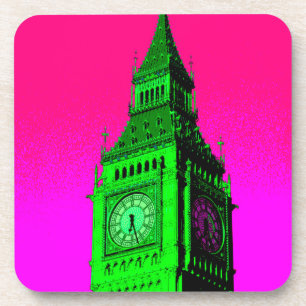 Pop Art Big Ben London Travel Pink Green Onderzetter