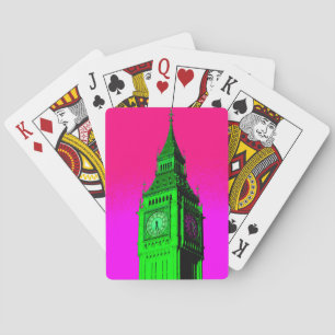 Pop Art Big Ben London Travel Pink Green Speelkaarten