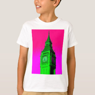 Pop Art Big Ben London Travel Pink Green T-shirt