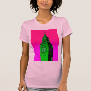 Pop Art Big Ben London Travel Pink Green T-shirt