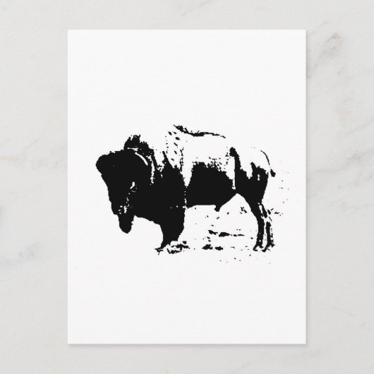 Pop Art Black en White Buffalo Silhouette Briefkaart (Voorkant)