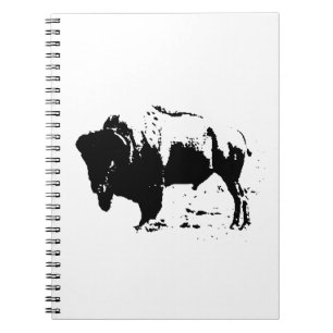 Pop Art Black en White Buffalo Silhouette Notitieboek