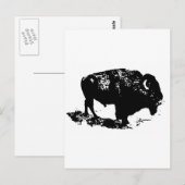 Pop Art Black White Buffalo Bison Silhouette Briefkaart (Voorkant / Achterkant)