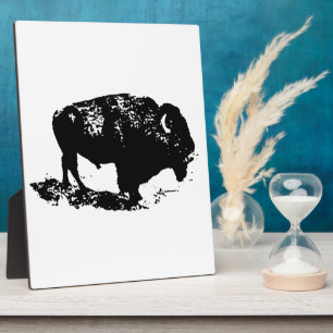 Pop Art Black White Buffalo Bison Silhouette Fotoplaat