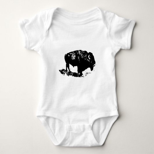 Pop Art Black White Buffalo Bison Silhouette Romper (Voorkant)