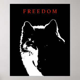 Pop Art Black White Motivatie Wolf Poster