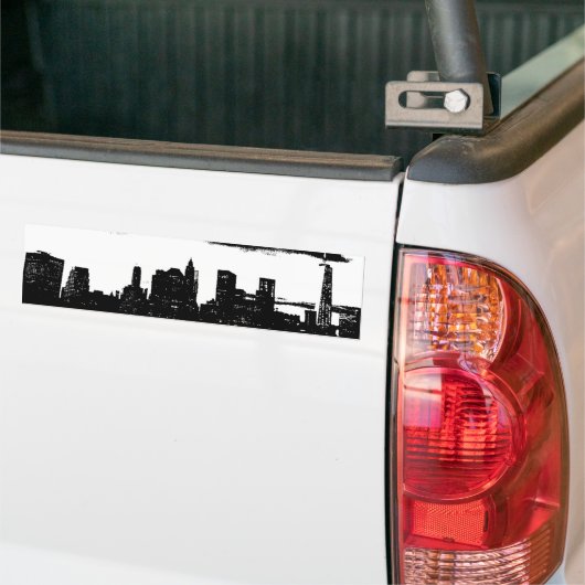 Pop Art Black White New York City Bumpersticker (Op Truck)