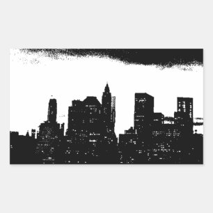 Pop Art Black White New York City Rechthoekige Sticker
