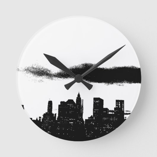 Pop Art Black White New York City Ronde Klok (Voorkant)