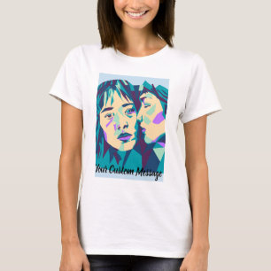 Pop Art   Blauw groen en cyaan   Fluisteren T-shirt