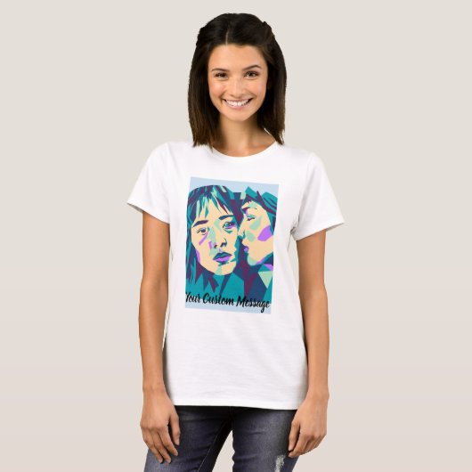 Pop Art | Blauw groen en cyaan | Fluisteren T-shirt (Voorkant volledig)