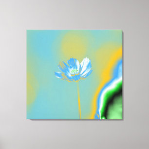 Pop Art Blue Cosmos Flower Canvas Afdruk