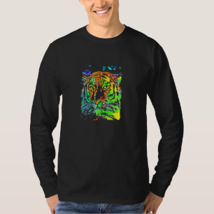 Pop Art Blue Oranje Green Yellow Tiger T-shirt