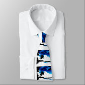 Pop Art Blue Palm Tree Silhouette Cravate (Attaché)