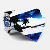 Pop Art Blue Palm Tree Silhouette Cravate (Roulé)