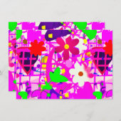 Pop Art Bright Flowers Bedankkaart (Voorkant / Achterkant)