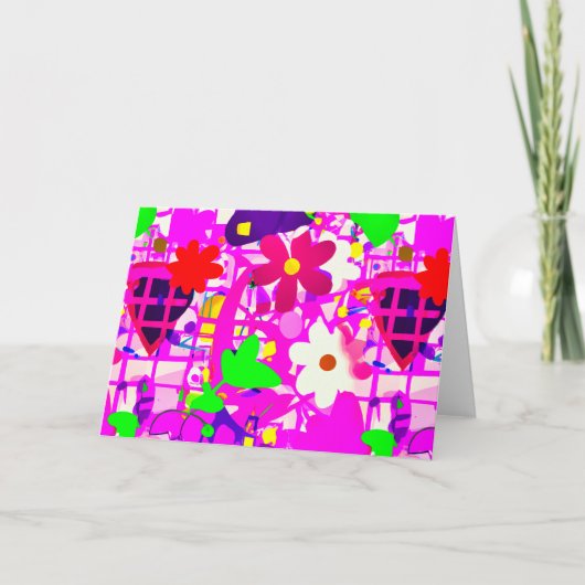 Pop Art Bright Flowers Bedankkaart (Voorkant)