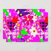 Pop Art Bright Flowers Feestdagenkaart (Voorkant / Achterkant)