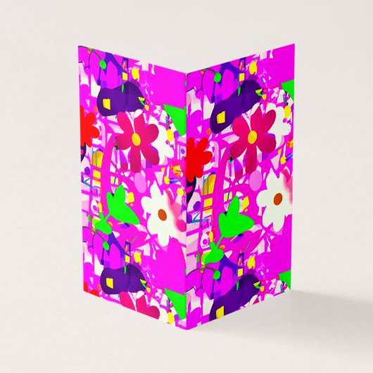 Pop Art Bright Flowers Kaart (Buitenkant)