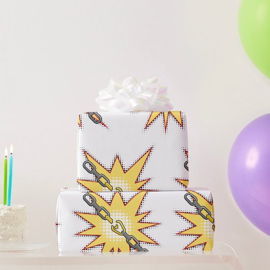 Pop Art Broken Chain Explosion Bold Comic Style Cadeaupapier