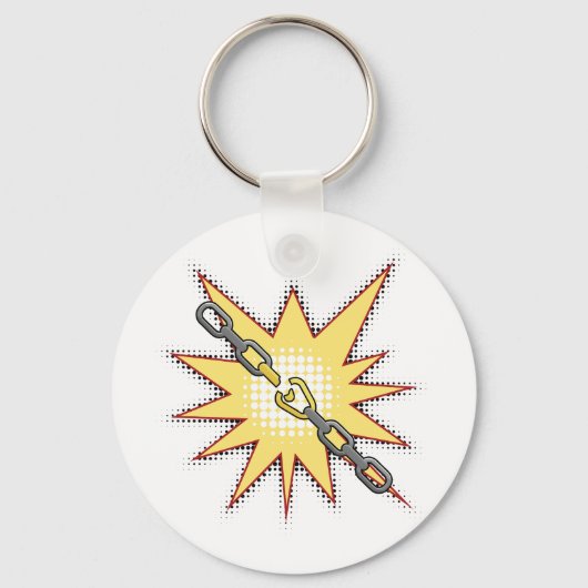 Pop Art Broken Chain Explosion Bold Comic Style Sleutelhanger (Voorkant)