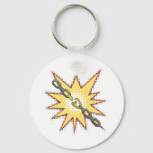 Pop Art Broken Chain Explosion Bold Comic Style Sleutelhanger (Achterkant)