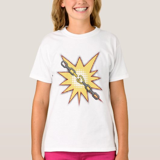 Pop Art Broken Chain Explosion Bold Comic Style T-shirt (Voorkant)