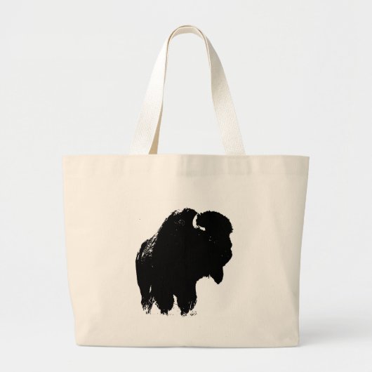 Pop Art Buffalo Bison Silhouette Grote Tote Bag (Voorkant)