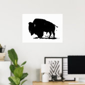 Pop Art Buffalo Bison Silhouette Poster (Thuiskantoor)