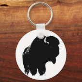 Pop Art Buffalo Bison Silhouette Sleutelhanger (Voorkant)