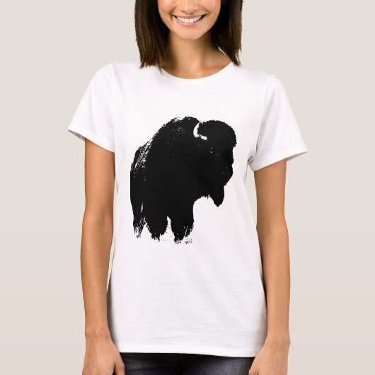 Pop Art Buffalo Bison Silhouette T-shirt (Voorkant)