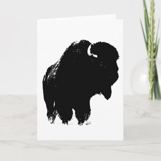Pop Art Buffalo Bizon Silhouet Kaart (Voorkant)